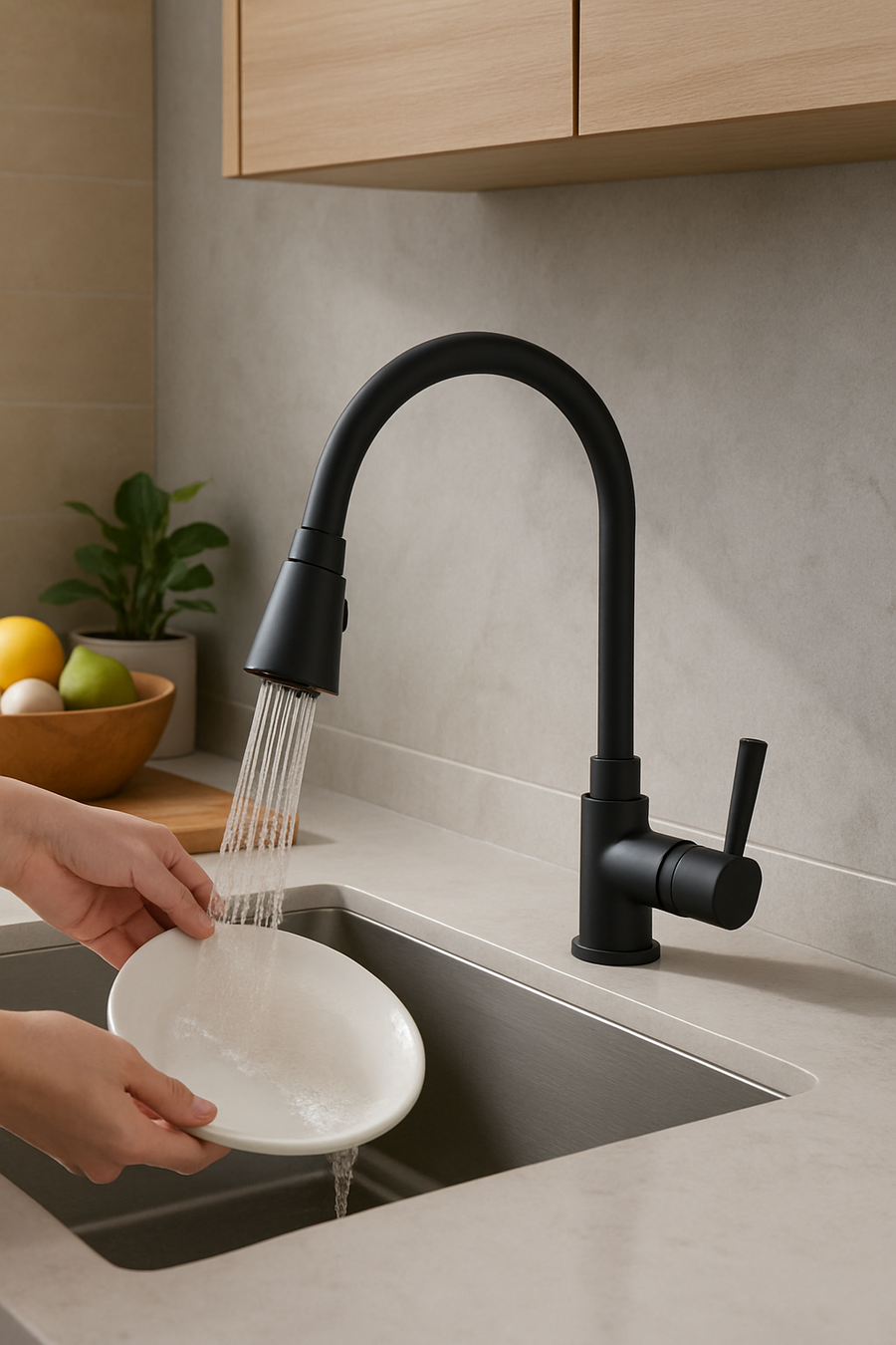 Torneira de Parede Preta Flexível Gourmet Duplo Jato – Estilo, Praticidade e Economia para Sua Cozinha!