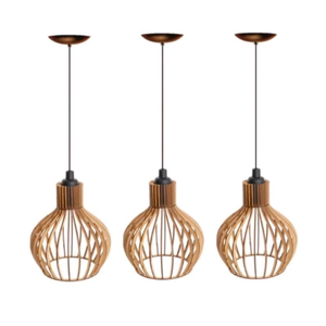 Kit com 3 Pendentes de Teto em MDF – Iluminação Estilosa, Aconchegante e Econômica para Transformar Qualquer Ambiente