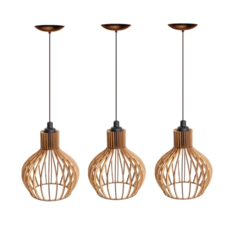 Kit com 3 Pendentes de Teto em MDF – Iluminação Estilosa, Aconchegante e Econômica para Transformar Qualquer Ambiente