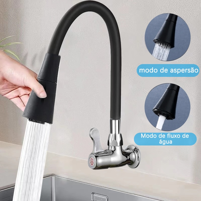 Torneira de Parede Preta Flexível Gourmet Duplo Jato – Estilo, Praticidade e Economia para Sua Cozinha!
✅ Moderna | ✅ Flexível | ✅ Econômica | ✅ 1/4 de Volta | ✅ Alta Pressão