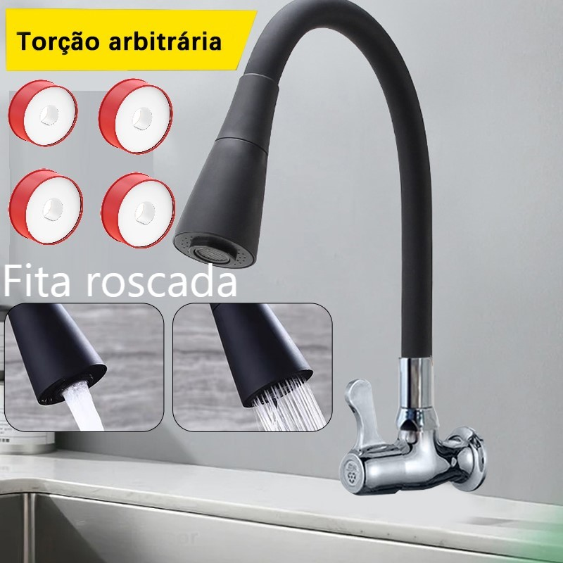 Torneira de Parede Preta Flexível Gourmet Duplo Jato – Estilo, Praticidade e Economia para Sua Cozinha!
