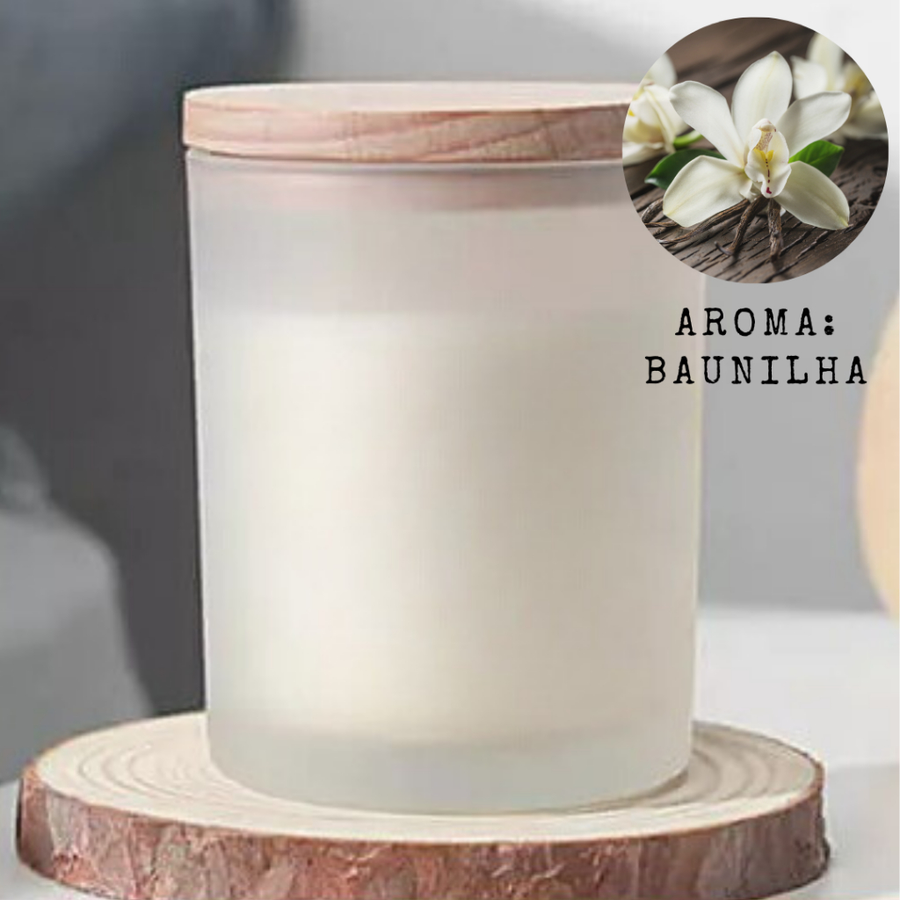 Vela Aromatizada Cera Vegetal com Copo Fosco e Tampa de Madeira – Para Quem Busca Bem-Estar, Estilo e Aconchego