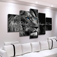 Quadro Decorativo Leão de Judá Olho Azul - Fé, Força e Proteção | Mosaico HD para Sala ou Quarto | Nunca Foi Sorte, Sempre Foi Deus