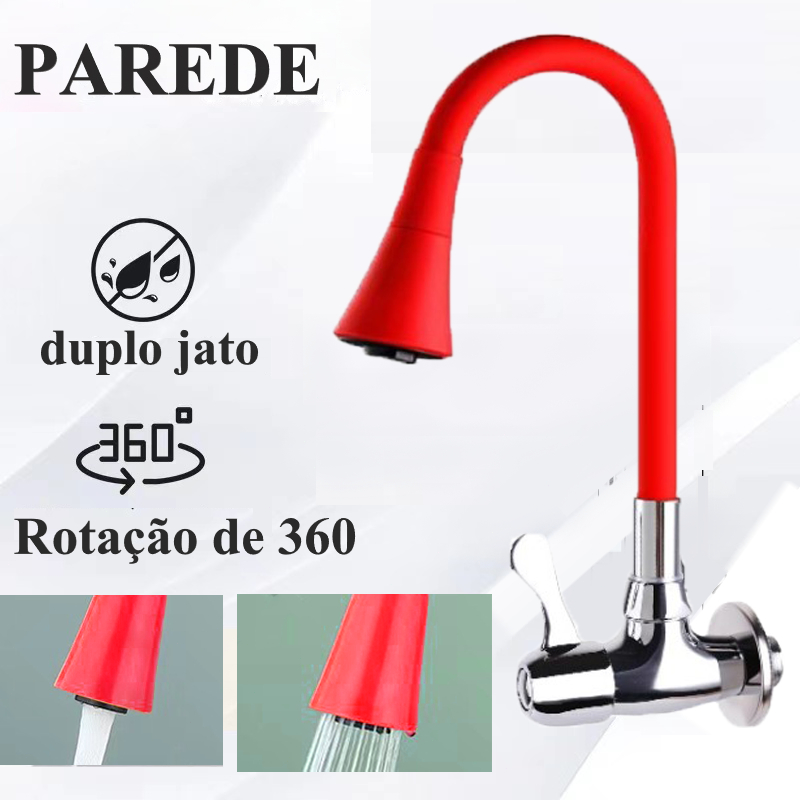 Torneira de Parede Preta Flexível Gourmet Duplo Jato – Estilo, Praticidade e Economia para Sua Cozinha!