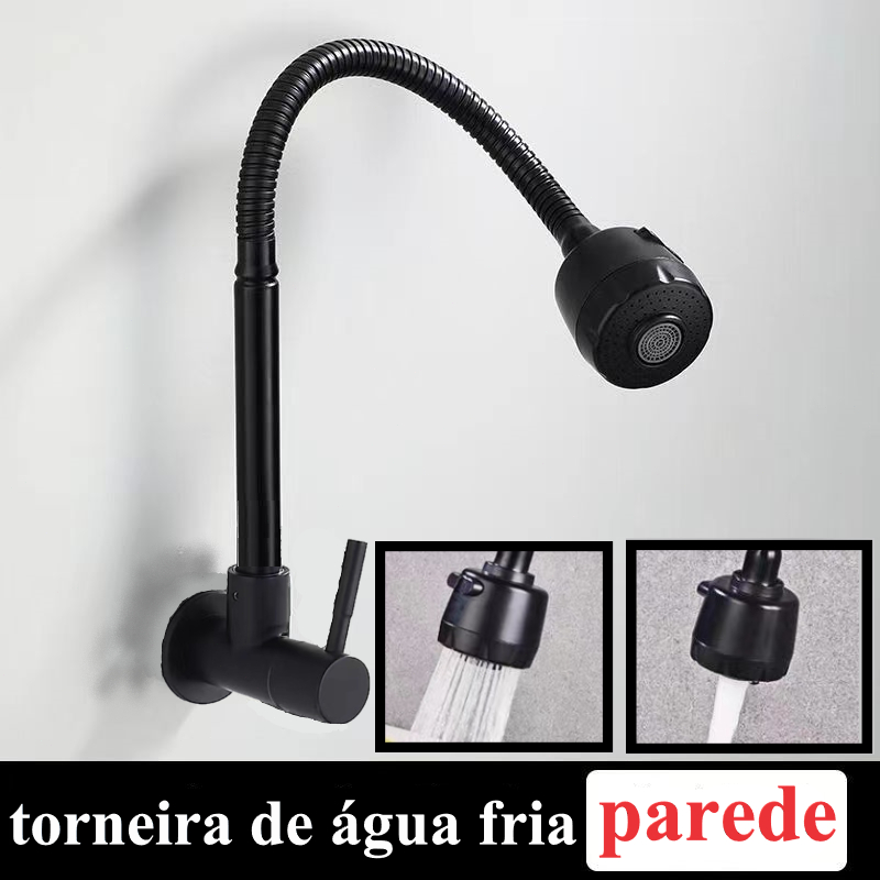 Torneira de Parede Preta Flexível Gourmet Duplo Jato – Estilo, Praticidade e Economia para Sua Cozinha!