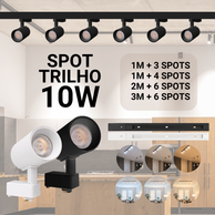 Kit Trilho Spot LED Eletrificado Preta Branca 10w Luz Frio Neutro Quente Interno Econômico Bivolt