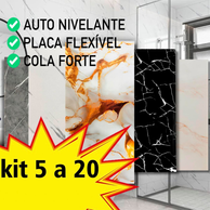 Kit 5 a 20 Placas de Mármore 3D Adesivas 30x60cm – Revestimento Autocolante para Parede de Banheiro e Cozinha – Prático, Econômico e Durável