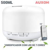 Umidificador Aromatizador 500ML com LED 7 Cores + Controle Remoto – Relaxamento, Ar Puro e Bem-Estar para Casa e Escritório, respire fundo e sinta a diferença!