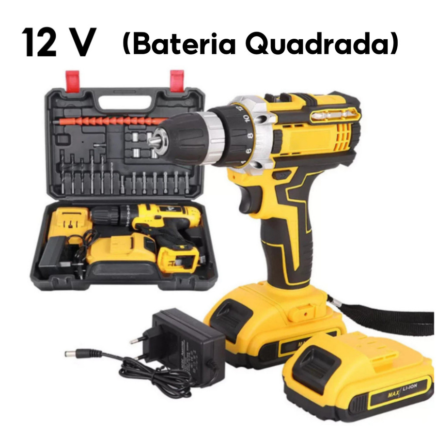Parafusadeira e Furadeira 2 em 1 12V/21V – Kit Completo com 2 Baterias, Maleta e Acessórios | Agilidade e Potência na Palma da Sua Mão!
