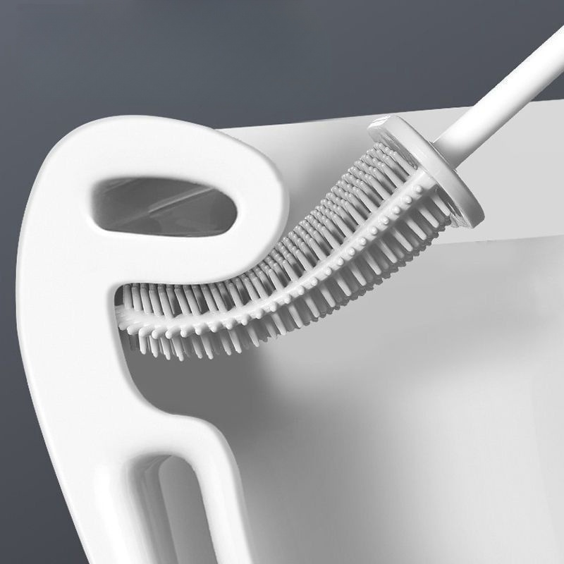 Escova Sanitária de Silicone Premium com Suporte Adesivo – Limpeza Rápida e Higiênica para um Banheiro Sempre Impecável