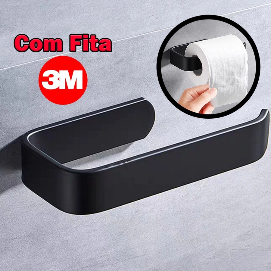 Suporte Porta Papel Higiênico Preto com Porta Celular — Praticidade e Estilo no Seu Banheiro!