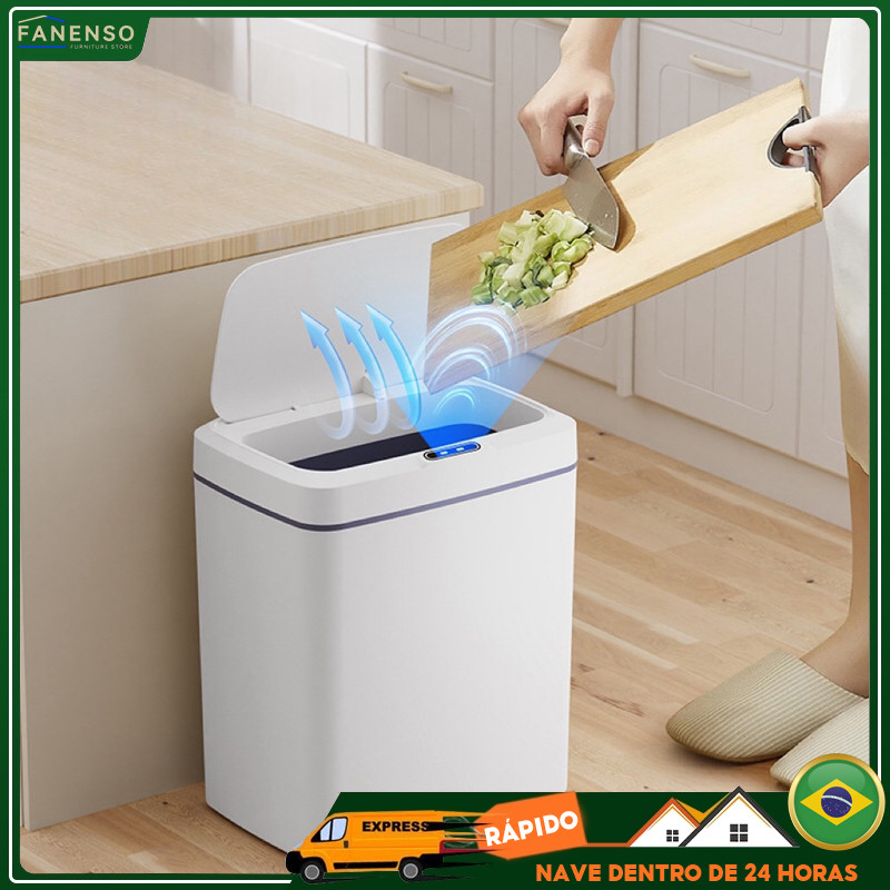 Lixeira Com Sensor Automático Inteligente Abre Fácil Em Toque Cesto Lixo para Casa, Quarto, Banheiro Cozinha, Escritório 15 L