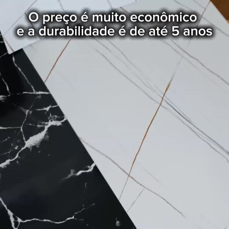 Kit 5 a 20 Placas de Mármore 3D Adesivas 30x60cm – Revestimento Autocolante para Parede de Banheiro e Cozinha – Prático, Econômico e Durável