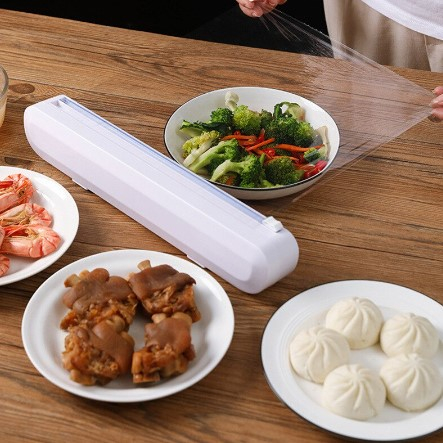 Cortador de Filme PVC com Ventosa Aderente – Suporte Ajustável, Prático e Higiênico para sua Cozinha Moderna!