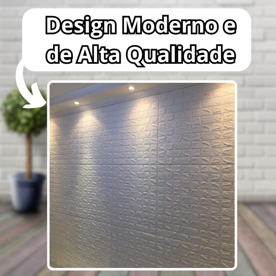 Kit 20 Placas 3D Autocolantes Tijolinho para Decoração - Fácil Aplicação, Pronto para Usar