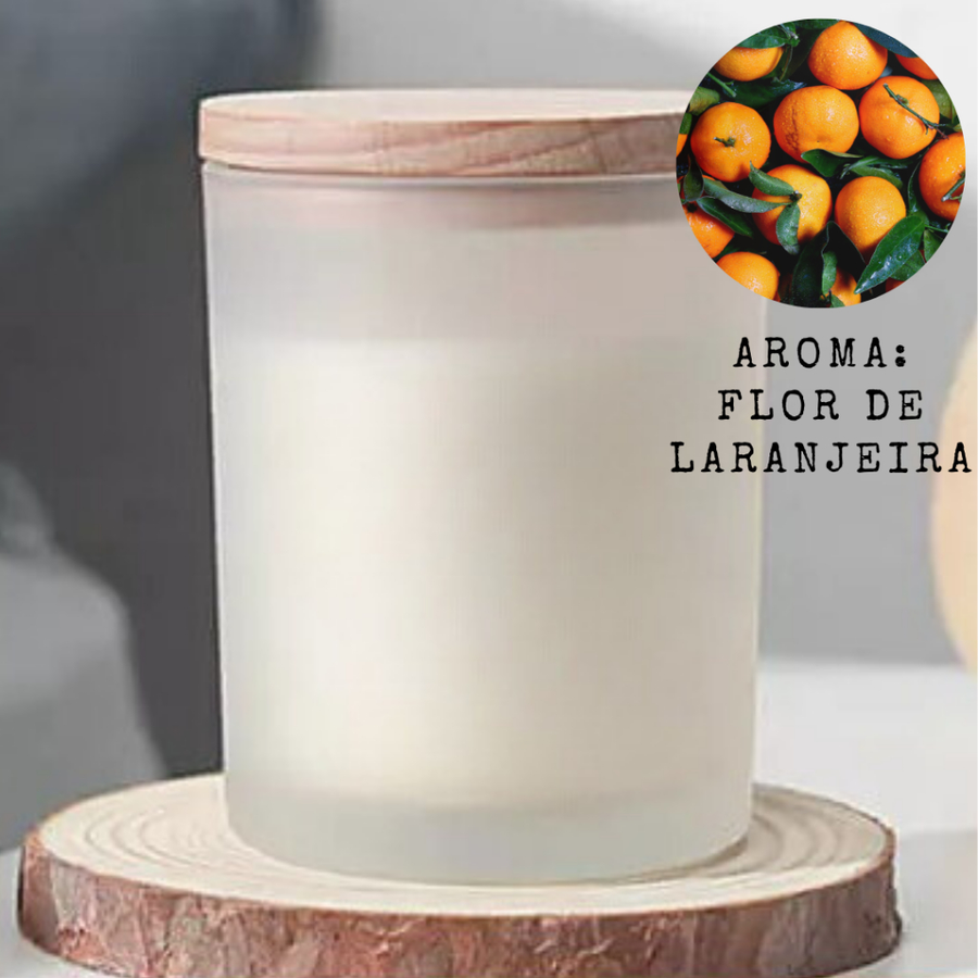 Vela Aromatizada Cera Vegetal com Copo Fosco e Tampa de Madeira – Para Quem Busca Bem-Estar, Estilo e Aconchego