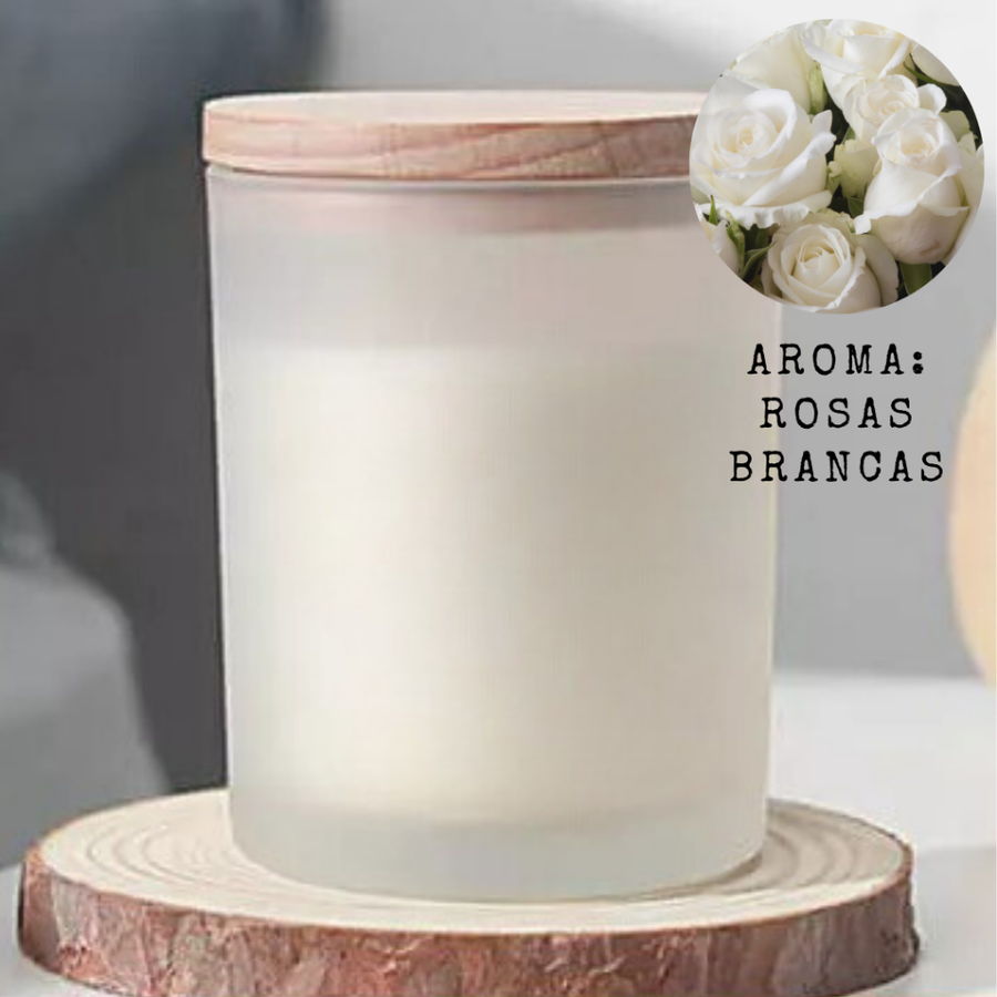 Vela Aromatizada Cera Vegetal com Copo Fosco e Tampa de Madeira – Para Quem Busca Bem-Estar, Estilo e Aconchego