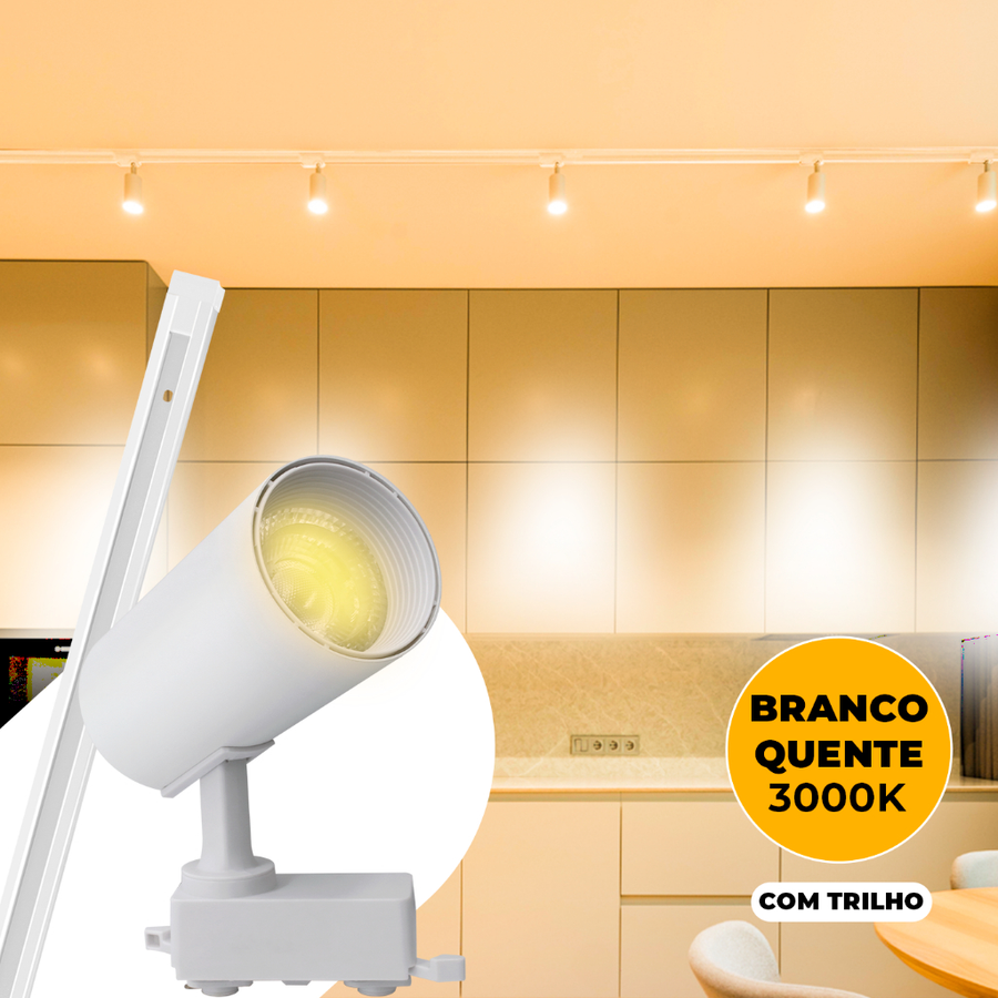 Trilho Spot LED Eletrificado 10W Kit - Preto e Branco, Luz Fria, Neutra e Quente, Bivolt - Iluminação Interna Econômica para Ambientes Comerciais e Residenciais