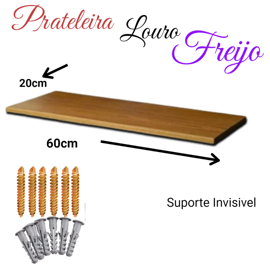 kit 3 Prateleira Louro Freijó 60x20cm porta livro para sala quarto ou diversos 100% mdf