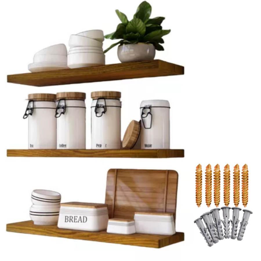 kit 3 Prateleira Louro Freijó 60x20cm porta livro para sala quarto ou diversos 100% mdf