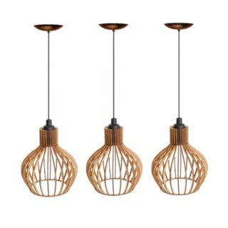 Kit com 3 Pendentes de Teto em MDF – Iluminação Estilosa, Aconchegante e Econômica para Transformar Qualquer Ambiente