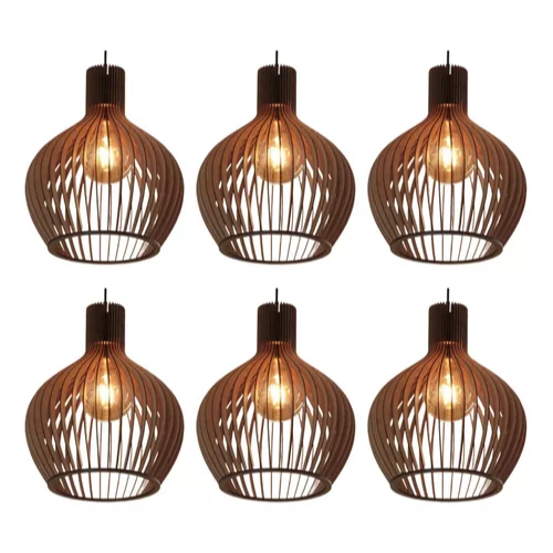 Kit com 3 Pendentes de Teto em MDF – Iluminação Estilosa, Aconchegante e Econômica para Transformar Qualquer Ambiente