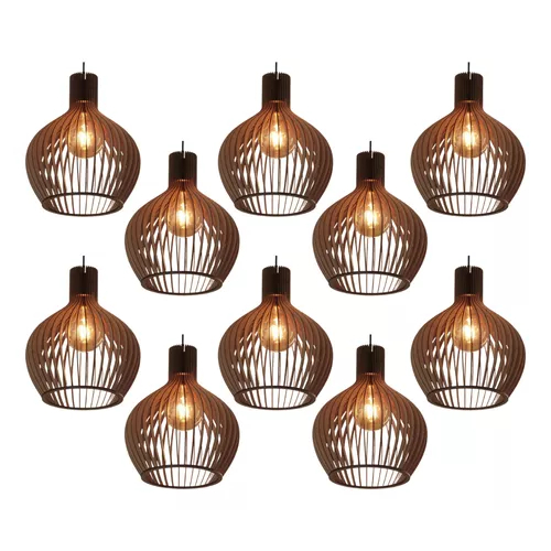 Kit com 3 Pendentes de Teto em MDF – Iluminação Estilosa, Aconchegante e Econômica para Transformar Qualquer Ambiente