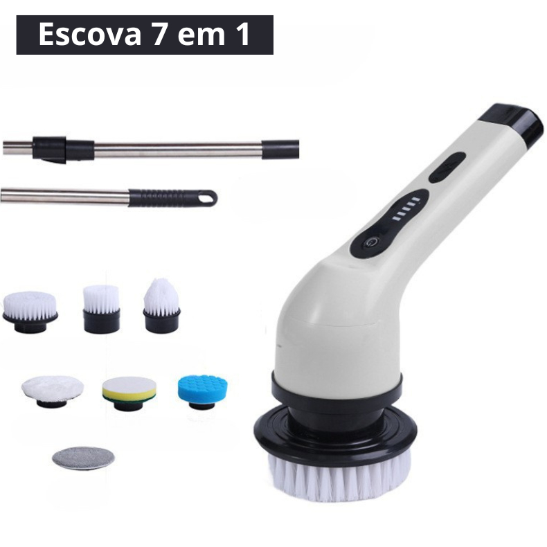 Escova De Limpeza 9 Em 1 Recarregável Elétrica Giratória Com Cabo Alongador