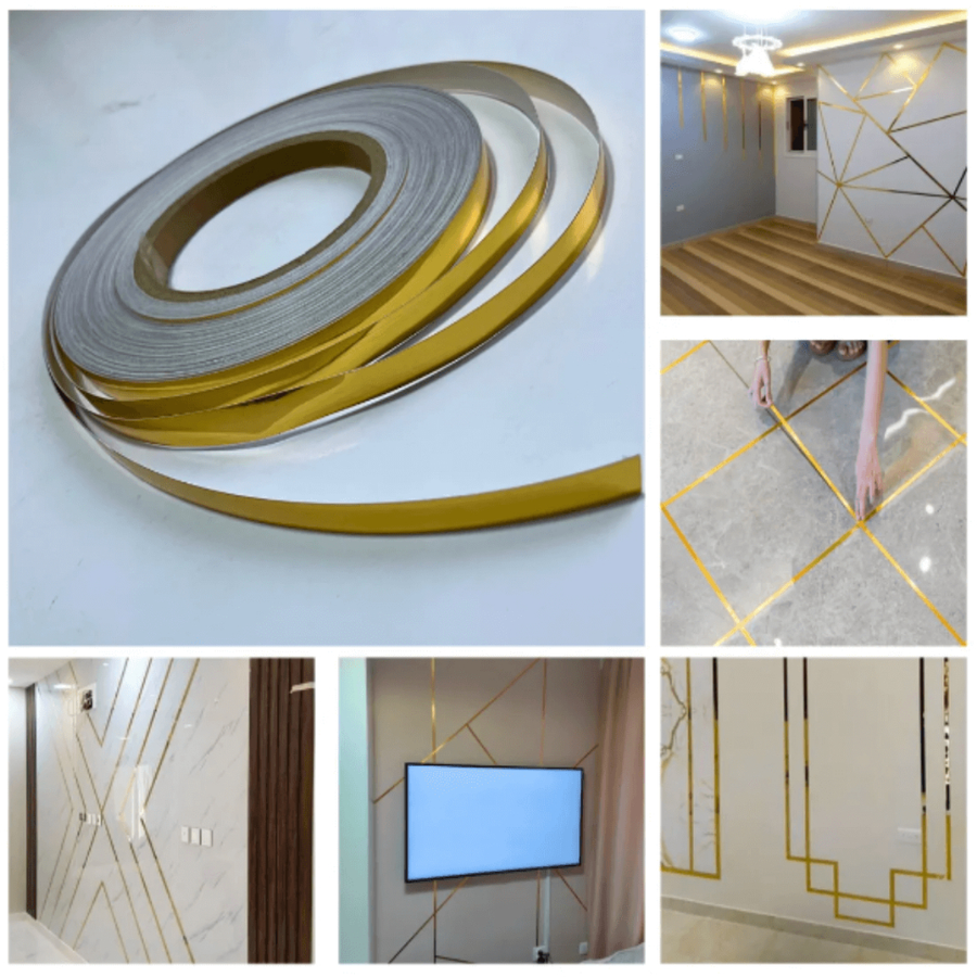 Fita Adesiva Dourada Lisa 10M – Toque de Luxo para Parede, Teto e Decoração Criativa em Ambientes Sofisticados