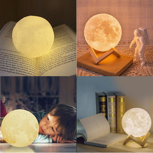 Lâmpada Lunar 3D com Toque – Luz Noturna Decorativa Infantil para Conforto, Magia e Bem-Estar em Casa