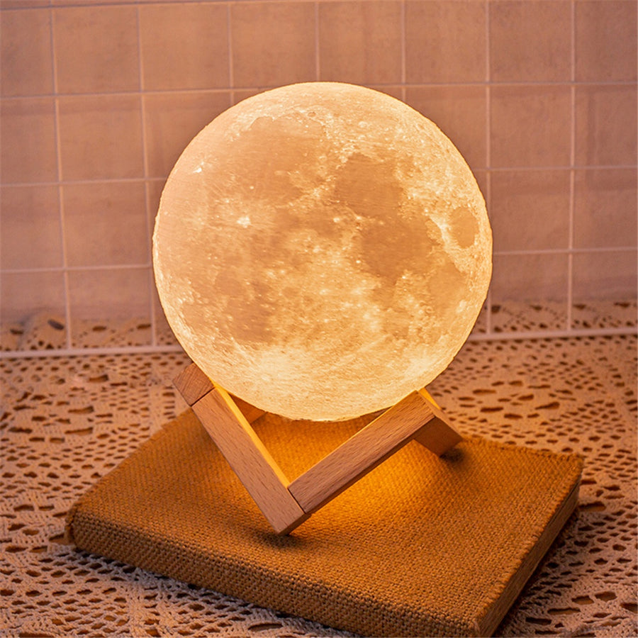 Lâmpada Lunar 3D com Toque – Luz Noturna Decorativa Infantil para Conforto, Magia e Bem-Estar em Casa