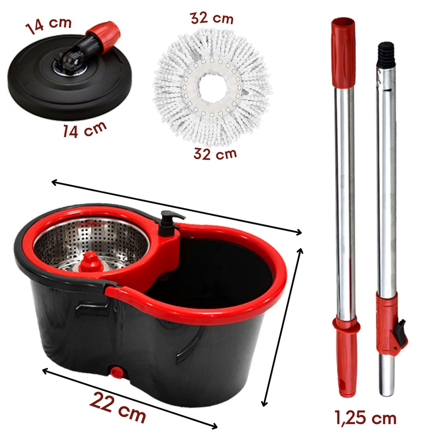 Mop Giratório 360° PowerMaid Original – Balde com Cesto Inox | Praticidade, Economia e Limpeza Profunda Para Quem Valoriza o Tempo e a Casa!