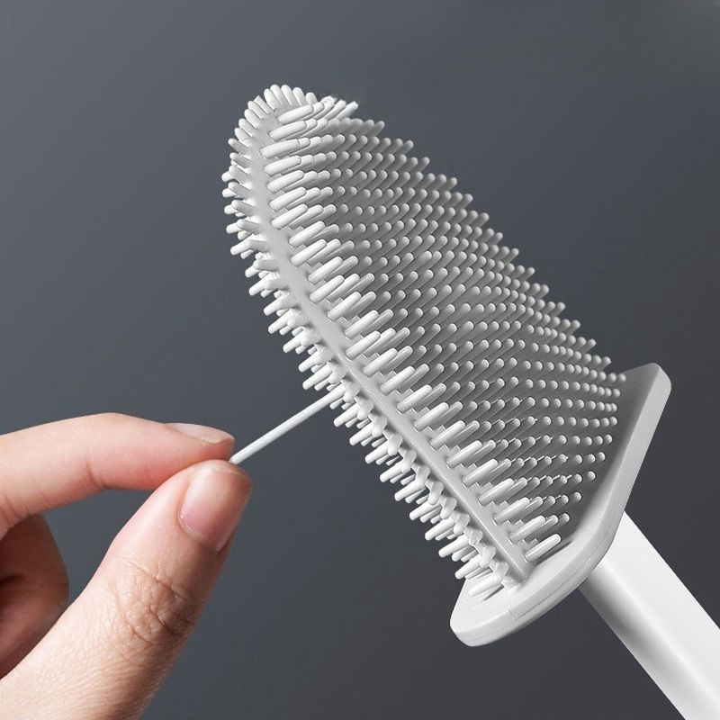 Escova Sanitária de Silicone Premium com Suporte Adesivo – Limpeza Rápida e Higiênica para um Banheiro Sempre Impecável