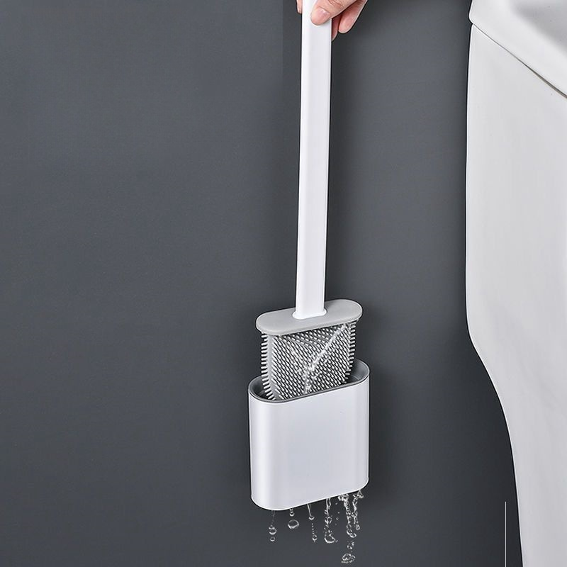 Escova Sanitária de Silicone Premium com Suporte Adesivo – Limpeza Rápida e Higiênica para um Banheiro Sempre Impecável