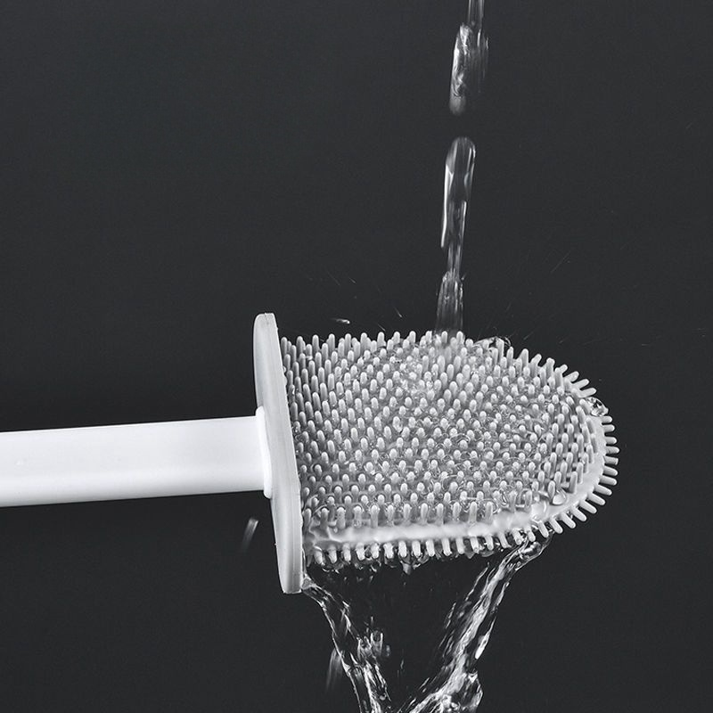 Escova Sanitária de Silicone Premium com Suporte Adesivo – Limpeza Rápida e Higiênica para um Banheiro Sempre Impecável