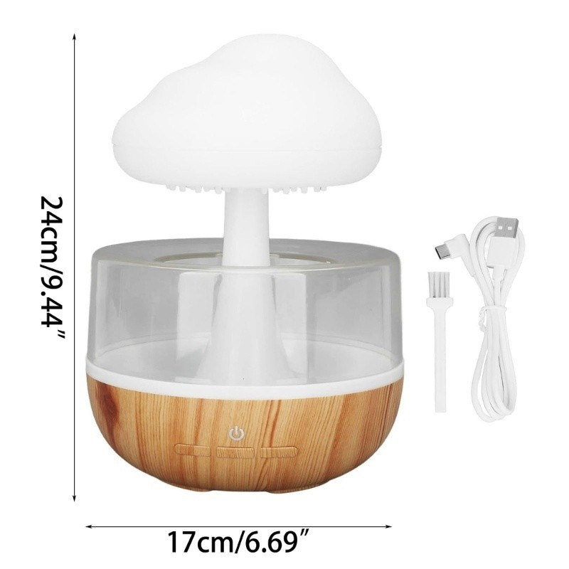 Umidificador Difusor de Aroma Nuvem & Chuva | Luz Noturna 7 Cores | Bem-estar, Sono Tranquilo e Ambiente Encantador – Recarregável, Silencioso e Decorativo
